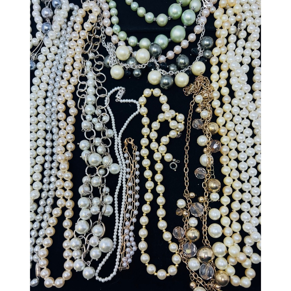 Vintage to Modern Pearl Necklace & Bracelet Gold & Silver Tone Beaded Lot of 30 - Picture 4 of 16